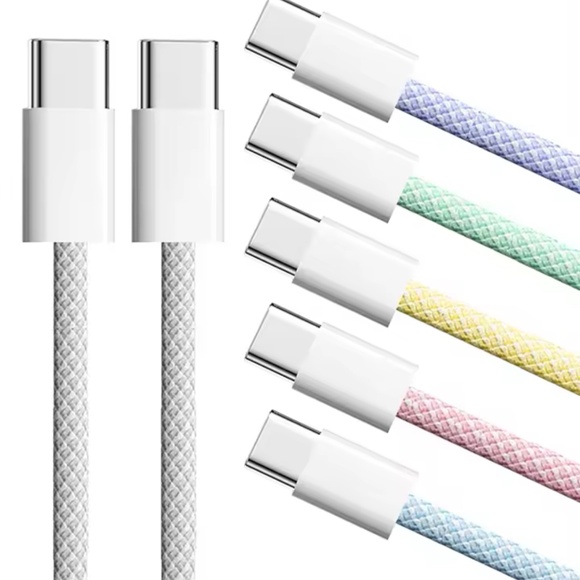 2m - Pink USB-C to Type C Woven Charging Cable for Apple Android Fast Charging - Picture 4 of 4